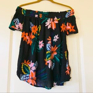 Gorgeous Semi-Sheer Tropical Off Shoulder Top